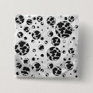 Badge Carré 5 Cm Polka Dot Vache noir et blanc