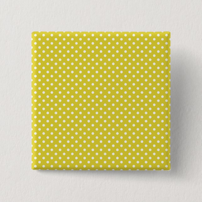 Badge Carré 5 Cm Polkadot jaune et blanc (Devant)