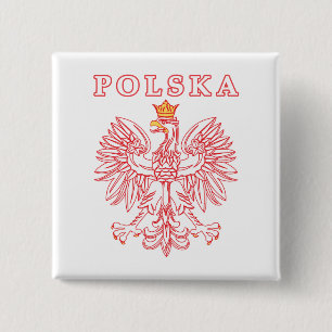 Badge Carré 5 Cm Polska Avec Aigle Rouge Polonais