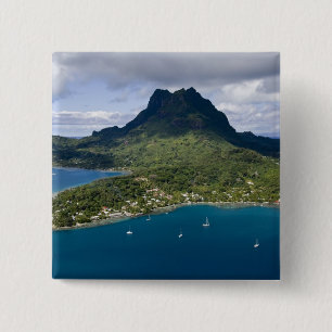 Badge Carré 5 Cm Polynésie française, Bora Bora. Vue aérienne de