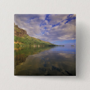 Badge Carré 5 Cm Polynésie française, Moorea. Baie de Cooks. Navire