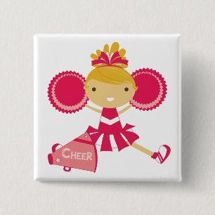 Badge Carré 5 Cm Pom-pom girl en rouge