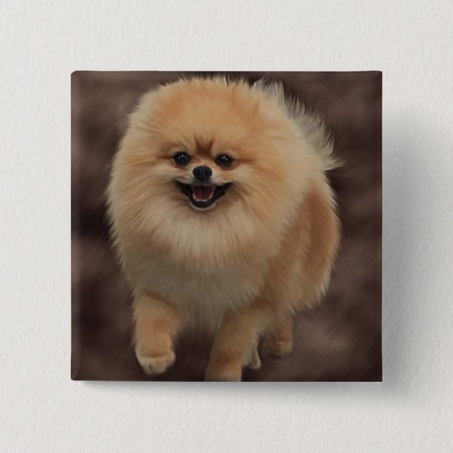 Badge Carré 5 Cm Pomeranian (Devant)