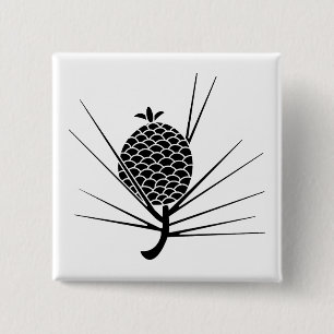 Badge Carré 5 Cm Pomme de pin avec aiguilles