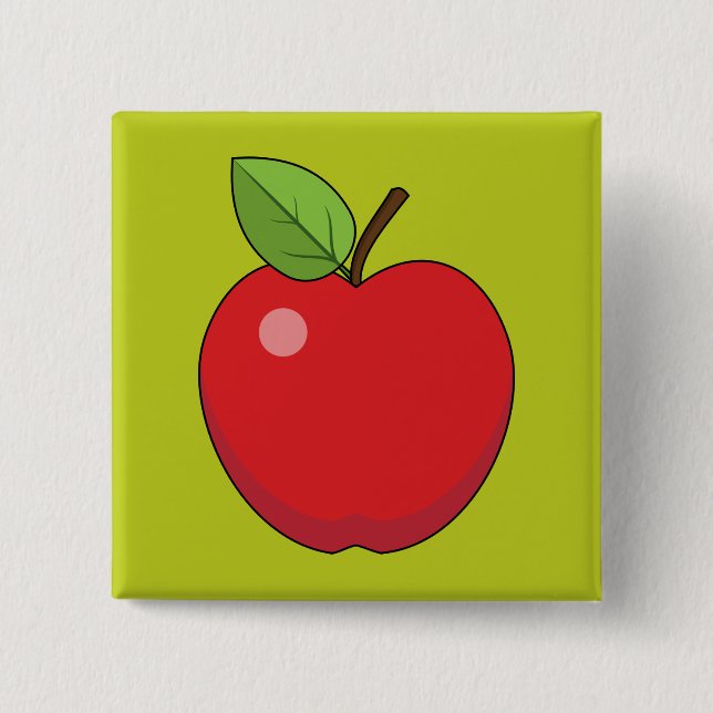 Badge Carré 5 Cm Pomme rouge (Devant)