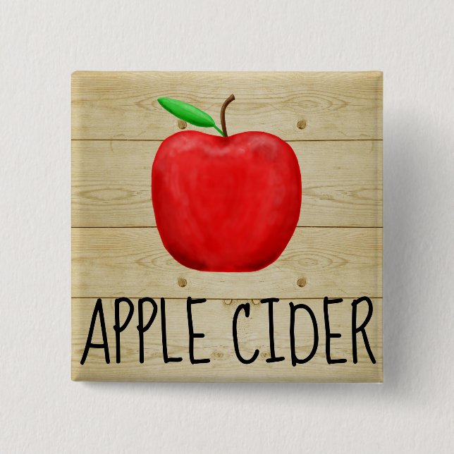 Badge Carré 5 Cm Pomme rouge Cider (Devant)