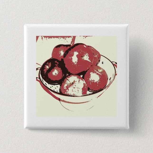 Badge Carré 5 Cm Pommes d'art pop (Devant)