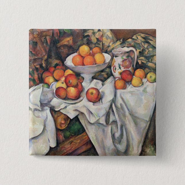 Badge Carré 5 Cm Pommes de Paul Cezanne | et oranges, 1895-1900 (Devant)