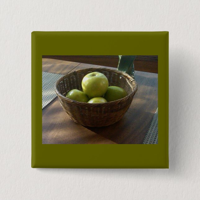 Badge Carré 5 Cm Pommes vertes (Devant)