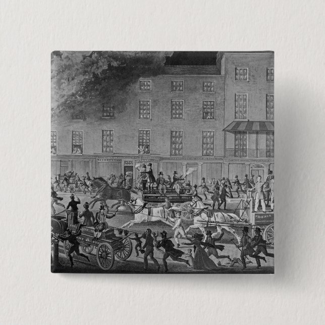 Badge Carré 5 Cm Pompes à incendie de Londres (Devant)