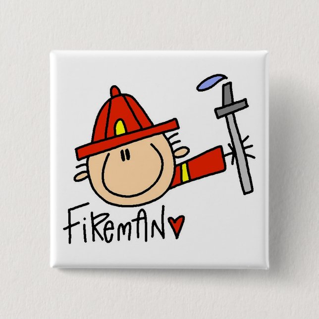 Badge Carré 5 Cm Pompier (Devant)