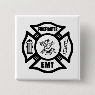 Badge Carré 5 Cm Pompier EMT