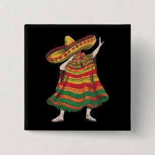 Badge Carré 5 Cm Poncho Mexicain Dabbing Cinco De Mayo Fête Party