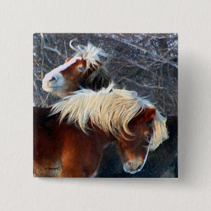 Badge Carré 5 Cm poney