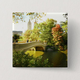 Badge Carré 5 Cm Pont d'arc, Central Park, fin d'été, NYC