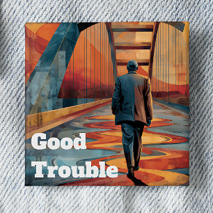 Badge Carré 5 Cm Pont de John Lewis Good Trouble Bridge Crossing