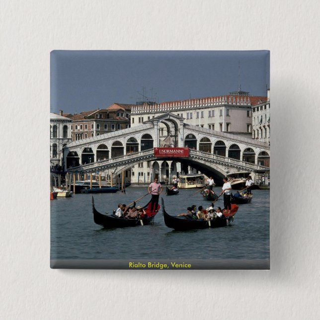 Badge Carré 5 Cm Pont de Rialto, Venise (Devant)
