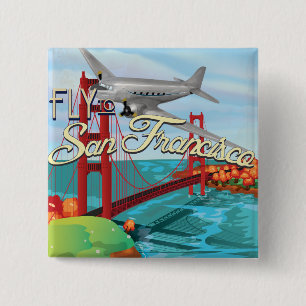 Badge Carré 5 Cm Pont Golden Gate de San Francisco