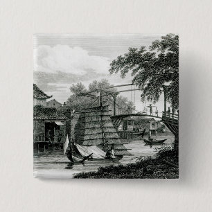 Badge Carré 5 Cm Pont-levis chez le Malacca, gravé par George Cook