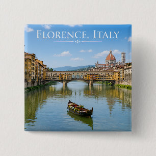 Badge Carré 5 Cm Ponte Vecchio Paysage Urbain Romantique