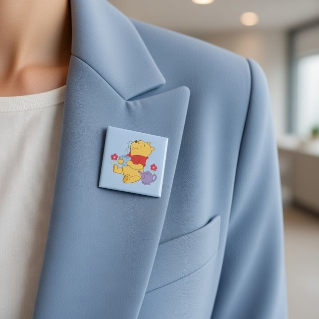 Badge Carré 5 Cm Pooh (Créateur téléchargé)