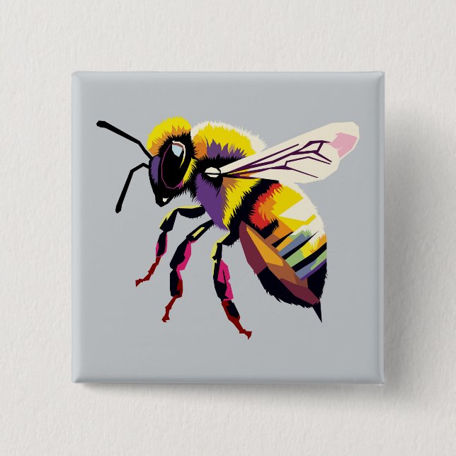 Badge Carré 5 Cm Pop art Bee (Devant)