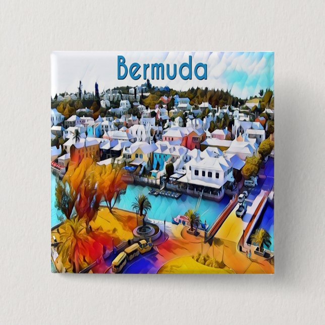 Badge Carré 5 Cm Pop Art Bermudes (Devant)