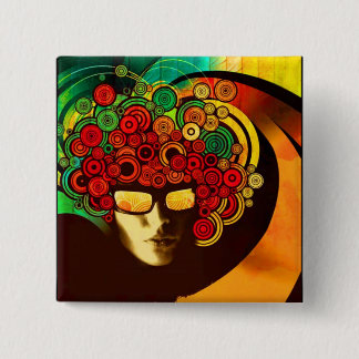 Badge Carré 5 Cm pop art psychédélique