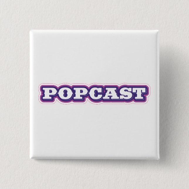Badge Carré 5 Cm POPCAST bouton 2 pouces (Devant)