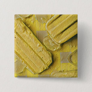 Badge Carré 5 Cm popsicle à cône de crème glacée jaune