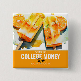 Badge Carré 5 Cm Popsicles Orange, Conseils Appréciés, College Mone