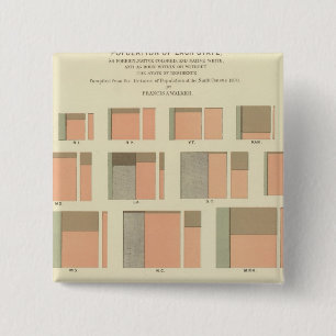 Badge Carré 5 Cm Population par État aux États-Unis