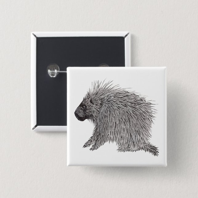 Badge Carré 5 Cm Porcupine (Devant & derrière)