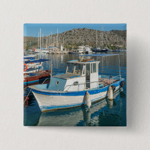 Badge Carré 5 Cm Port de Bozburun près de Marmaris, Turquie