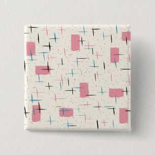 Badge Carré 5 Cm Porte - clé du bouton Motif rose atomique rétro