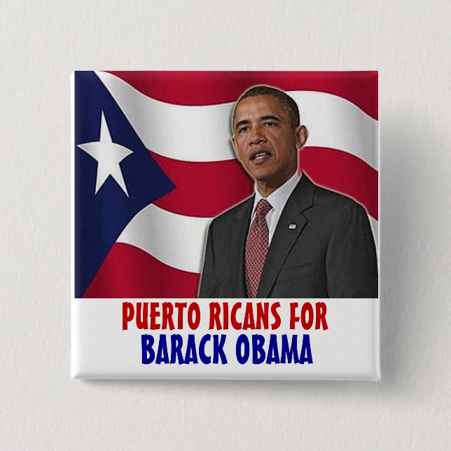 Badge Carré 5 Cm Portoricains pour Barack Obama (Devant)