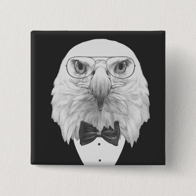 Badge Carré 5 Cm Portrait chic d'Eagle (Devant)