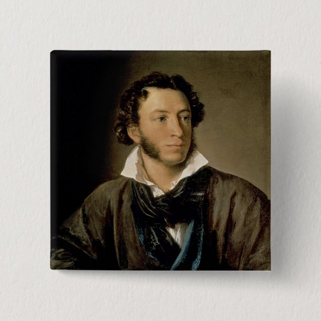 Badge Carré 5 Cm Portrait d'Alexandre Pushkin (Devant)