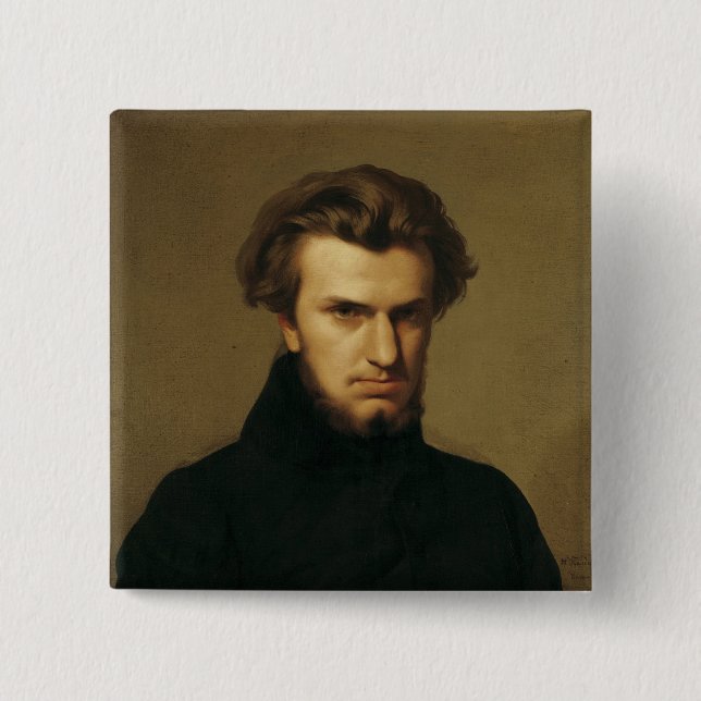 Badge Carré 5 Cm Portrait d'Ambroise Thomas 1834 (Devant)