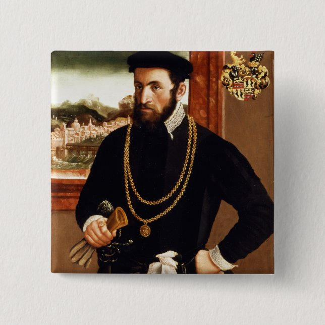 Badge Carré 5 Cm Portrait d'Anton Rummel von Liechtenan (Devant)