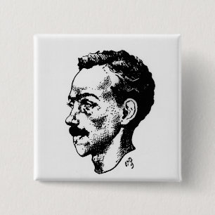 Badge Carré 5 Cm Portrait d'Arthur Rimbaud