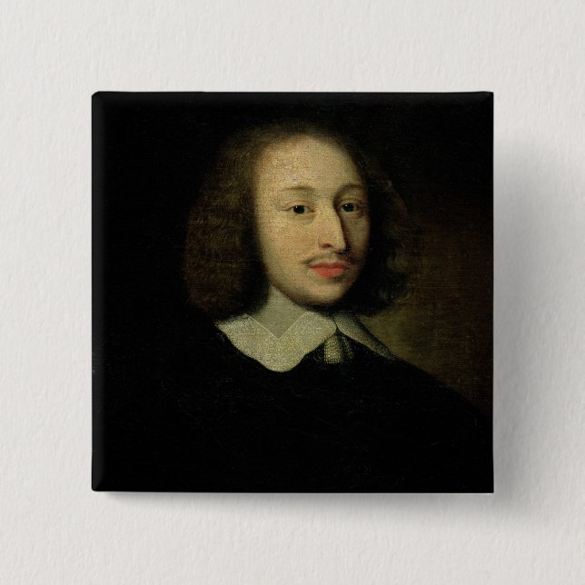 Badge Carré 5 Cm Portrait de Blaise Pascal (Devant)