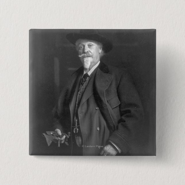 Badge Carré 5 Cm Portrait de "Buffalo Bill" Cody (Devant)