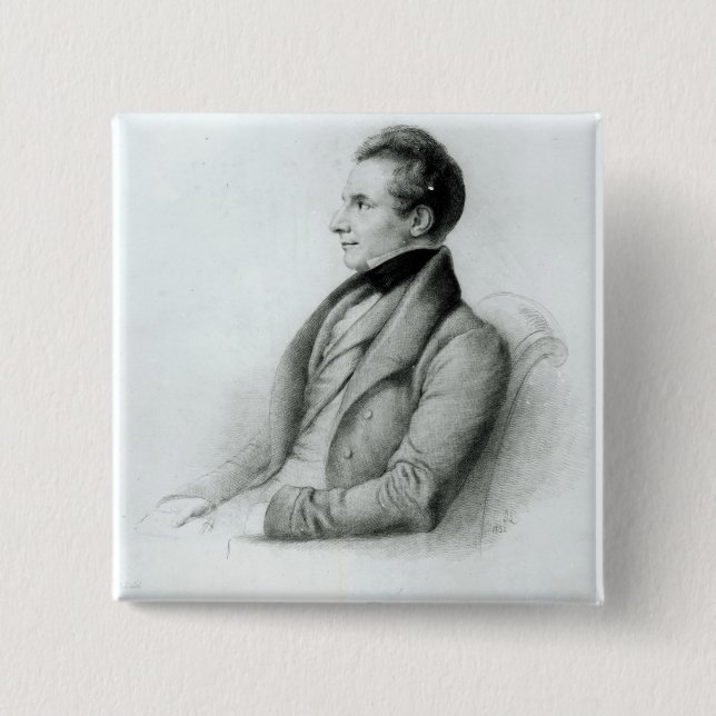 Badge Carré 5 Cm Portrait de Charles Babbage 1832 (Devant)