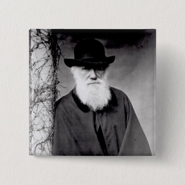 Badge Carré 5 Cm Portrait de Charles Darwin 1881 (Devant)
