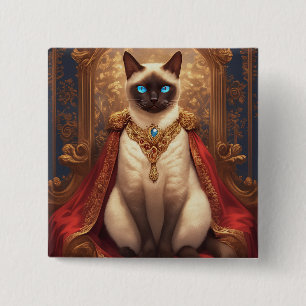 Badge Carré 5 Cm Portrait de chat siamois royal majestueux
