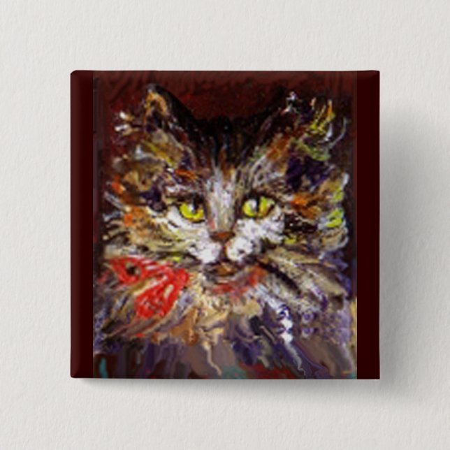 BADGE CARRÉ 5 CM PORTRAIT DE CHATON (Devant)