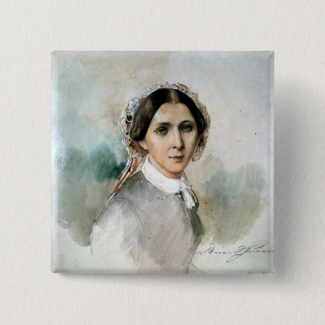 Badge Carré 5 Cm Portrait de Clara Schumann 1853 (Devant)