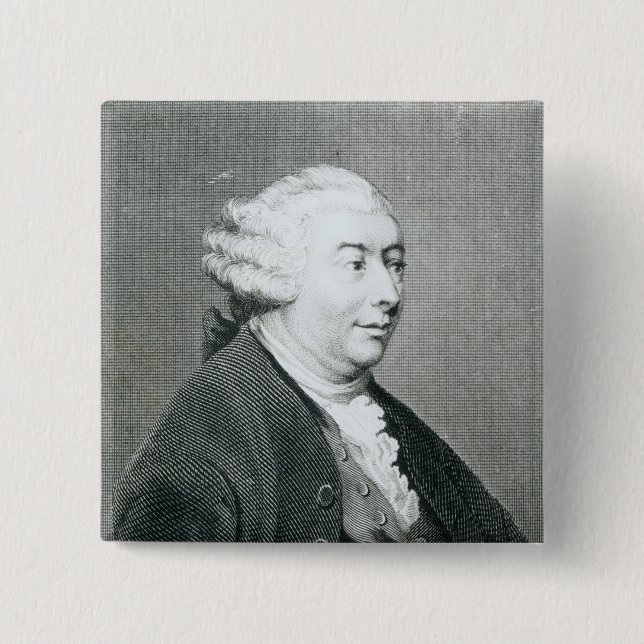 Badge Carré 5 Cm Portrait de David Hume (Devant)