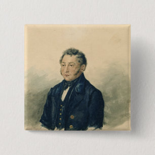 Badge Carré 5 Cm Portrait de Faddey Venediktovich Bulgarin, c.1840